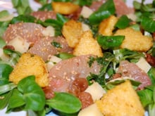 Salade de mâche aux pamplemousses et polenta