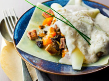 Raviole de Dinde aux Abricots et aux Morilles