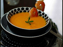 Velouté de courge musquée au lait de coco, citronnelle et gingembre