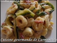 Tortelloni au jambon cru et tagliatelles de courgettes au gorgonzola