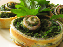 Feuilleté d'escargots avec son coulis de persil plat