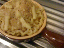 Pasta au foie gras et aux champignons