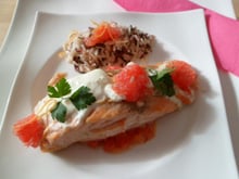 Papillote de saumon et pamplemousse rose