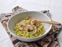Risotto de coquillettes au bouillon de crustacés & gambas