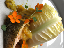 Escabèche de truite au chou fleur croquant