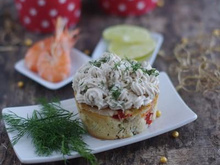 Cupcakes poivrons-crevettes aux Fromagères Thon & St Morêt