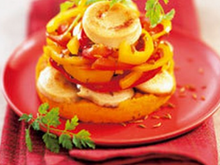 Timbales de boudin blanc, carottes et poivrons