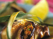 Pannequet de porc aux aubergines, sauce colombo