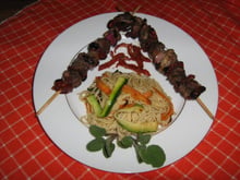 Brochette de dinde caramélisée