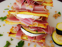 Millefeuilles de jambon de Vendée, courgettes, chèvre