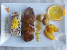 Filet mignon de porc à l'orange, au miel et petits oignons