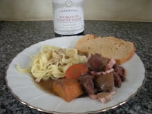 Bœuf bourguignon au vin rouge flambé