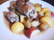 Chapon aux pommes et au boudin