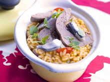 Risotto aux langues d'agneau, à la tomate et aux anchois