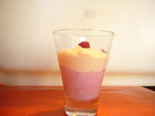 Cremeux framboise et mousse chocolat blanc