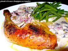 Pintades sauce champignons et au roquefort