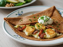 Crêpes au chèvre et aux petits lardons