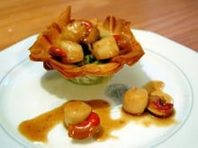 Corolle de Julienne de légumes aux Noix de Saint Jacques au Culimiel Safran