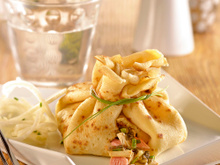 Aumônières au tofu, algues et saumon biologique