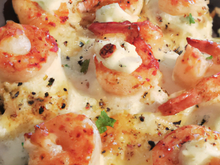 Petites gambas gratinées feta et brin d'aneth