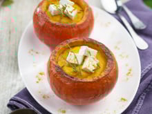 Velouté de potimarron au curry et Caprice des Dieux