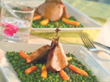 Quasi de veau petits pois carottes mijotés dans son jus