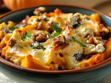 Gratin de butternut, noix et roquefort