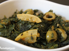 Epinards aux olives et au citron confit