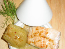Filet de saumon et ses bulbes de fenouil vanillés maison