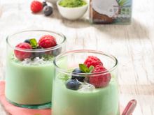 Panna cotta saveur coco et thé matcha