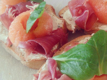 Tartine jambon-cru et melon
