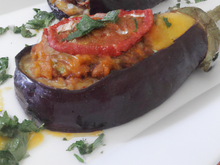 Aubergine farcie au chorizo