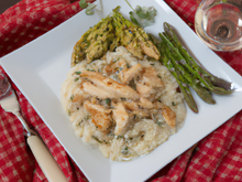 Risotto aux asperges et dés de Poulet Fermier d'auvergne Label Rouge aux épices