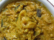 Dhal lentilles corail aubergine et saucisses au multicuiseur