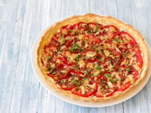 Tarte tomate, poulet et moutarde