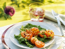 Brochettes de langoustines aux abricots