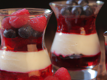 verrines de fruits rouges et crème anglaise