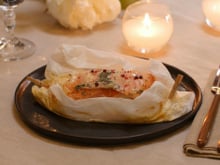 Papillote de cabillaud au saumon fumé