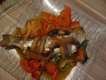 Truite aux poivrons et champignons
