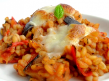 Gratin d'Ebly aux tomates, aubergines & mozzarella