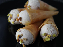 Cornet boule de foie gras, chutney d'abricots