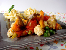 Poêlée d'artichauts et de mini légumes croquants