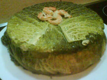 Mille-feuille de chou au poisson