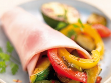 Cornet de jambon cuit aux légumes grillés