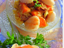 Risotto de courge, girolles et coquilles St Jacques