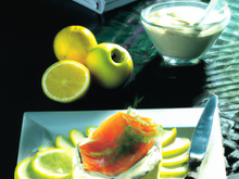 Mousse de truite au mascarpone, pomme et citron vert