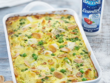 Clafoutis de poisson pommes de terre et petits pois