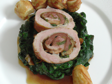 Roulade de lapin aux épinards et foie gras