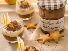 Verrines de mousse aux poires et confiture de Châtaignes