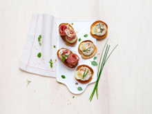 Toasts à la rillette de thon & Bruschettas tomate-mozzarella-jambon